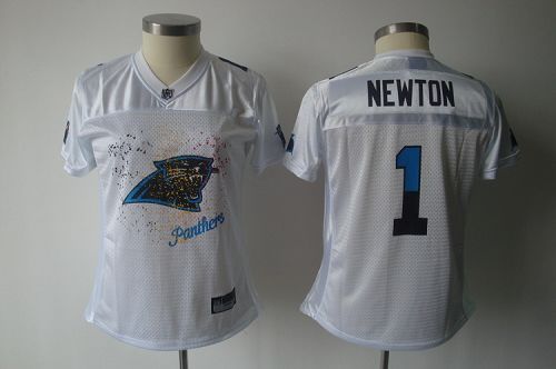 Panthers #1 Cam Newton White 2011 Women's Fem Fan Stitched NFL Jersey
